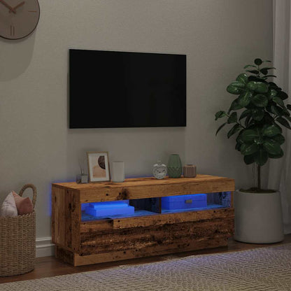 Tv-meubel met LED 100x35x40 cm bewerkt hout oud hout