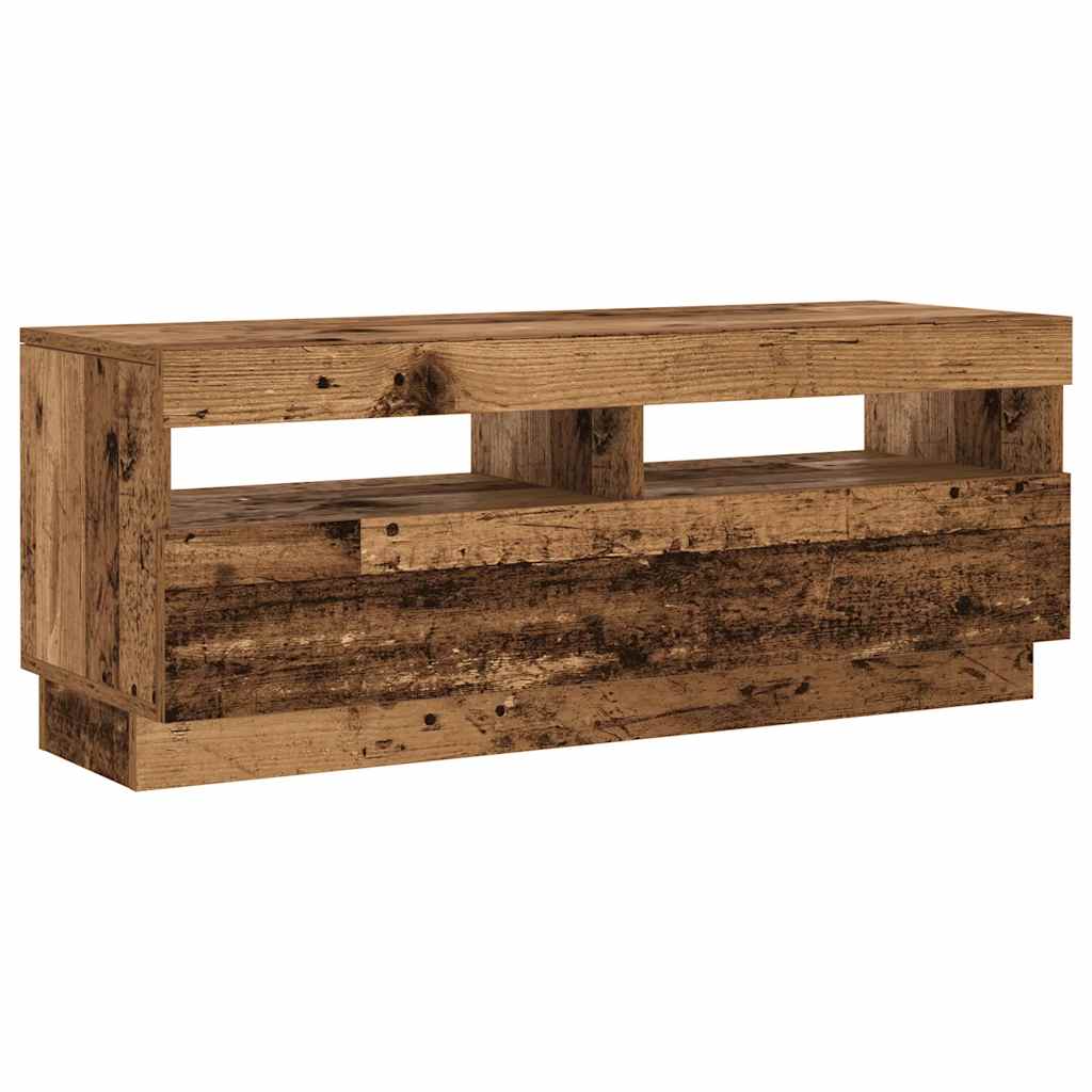 Tv-meubel met LED 100x35x40 cm bewerkt hout oud hout