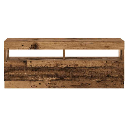 Tv-meubel met LED 100x35x40 cm bewerkt hout oud hout