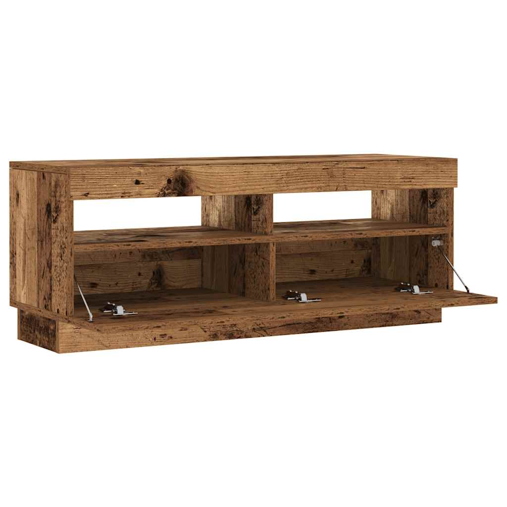 Tv-meubel met LED 100x35x40 cm bewerkt hout oud hout