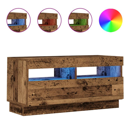 Tv-meubel met LED 80x35x40 cm bewerkt hout oud hout