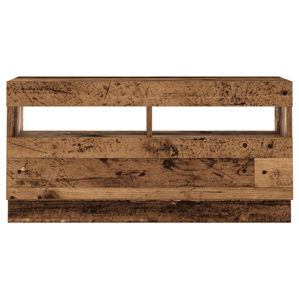 Tv-meubel met LED 80x35x40 cm bewerkt hout oud hout