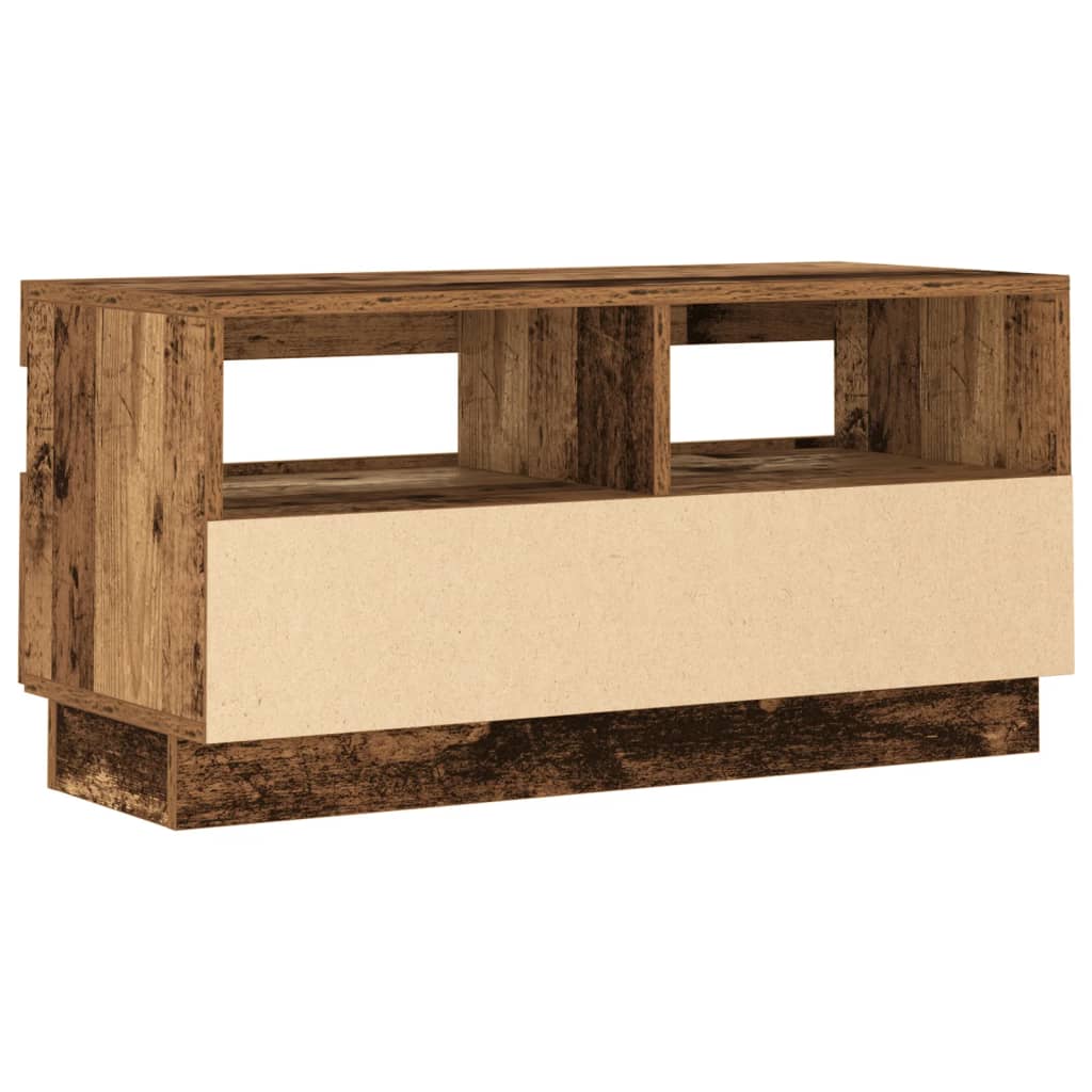 Tv-meubel met LED 80x35x40 cm bewerkt hout oud hout