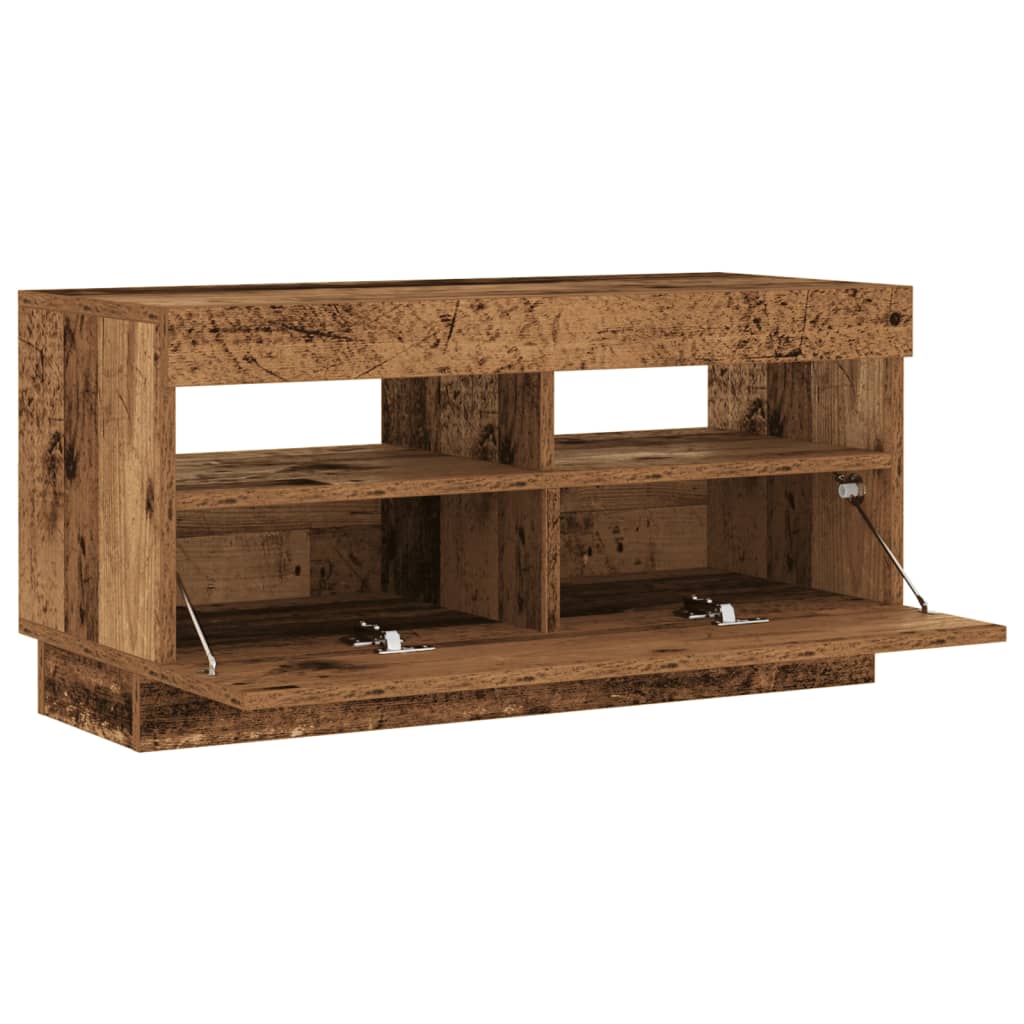 Tv-meubel met LED 80x35x40 cm bewerkt hout oud hout