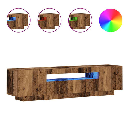 Tv-meubel met LED 160x35x40 cm bewerkt hout oud hout