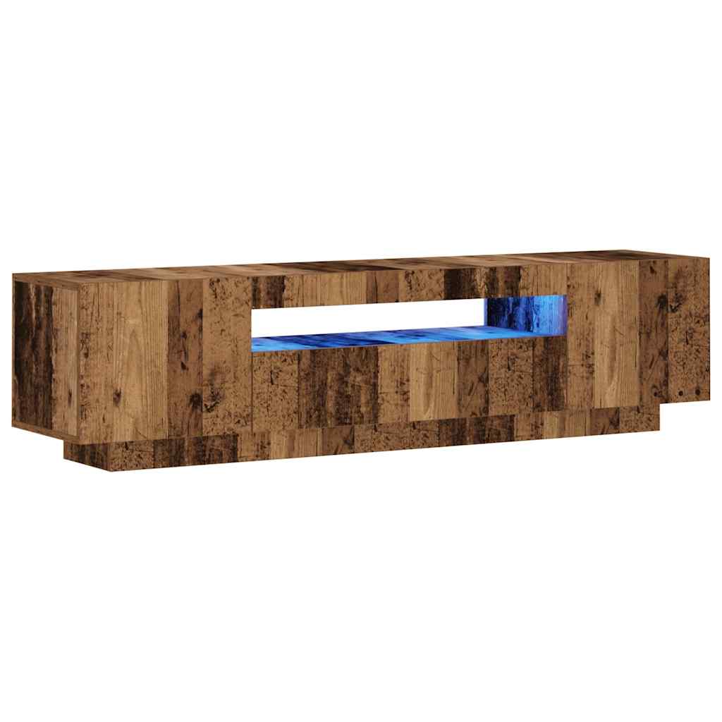 Tv-meubel met LED 160x35x40 cm bewerkt hout oud hout