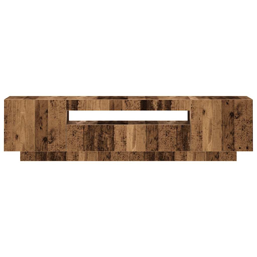 Tv-meubel met LED 160x35x40 cm bewerkt hout oud hout