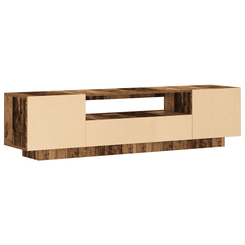 Tv-meubel met LED 160x35x40 cm bewerkt hout oud hout