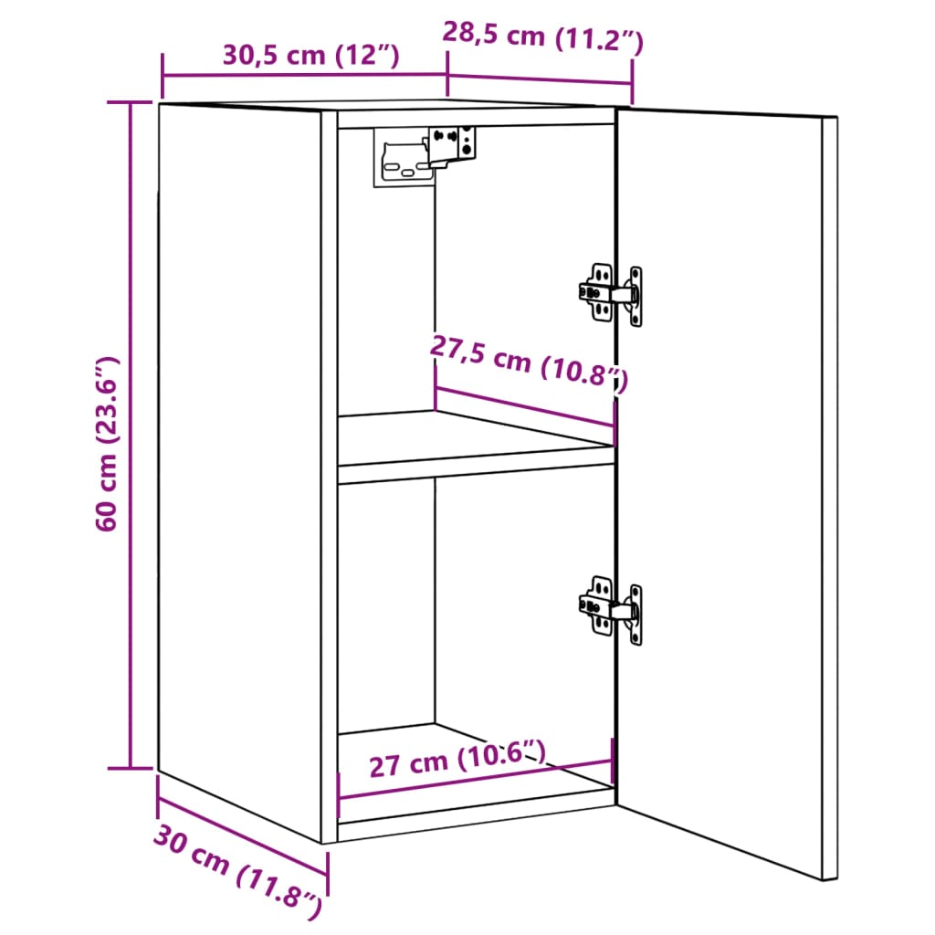 Tv-meubelen 2 st 30,5x30x60 cm bewerkt hout oud houtkleurig