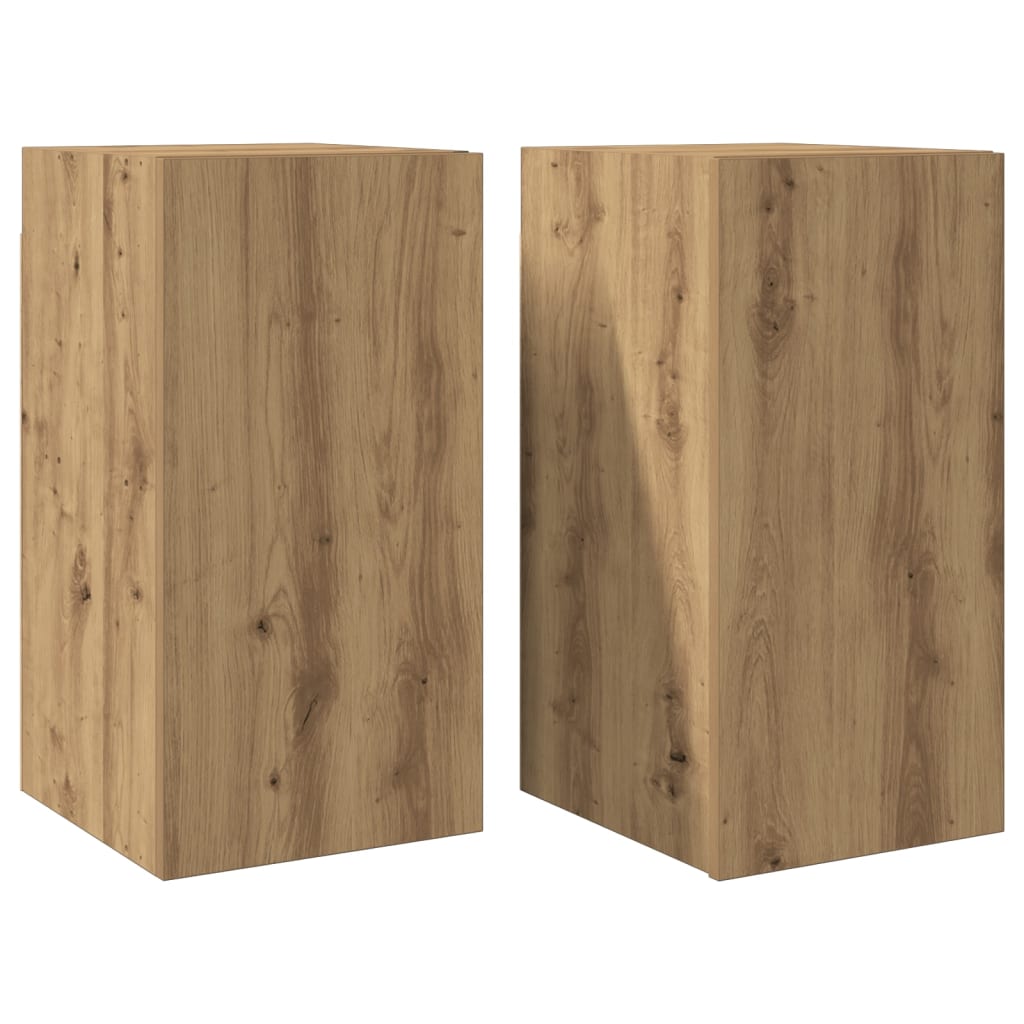 Tv-meubelen 2 st 30,5x30x60 cm bewerkt hout artisanaal eiken