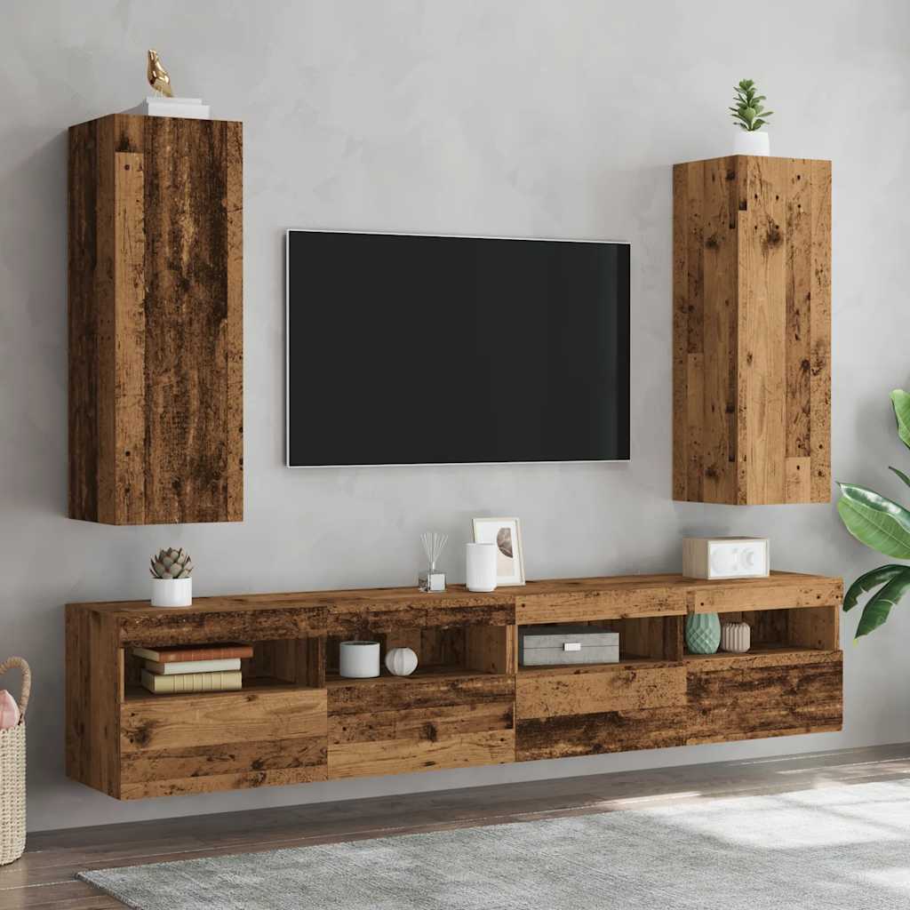 Tv-meubelen 2 st 30,5x30x90 cm bewerkt hout oud houtkleurig