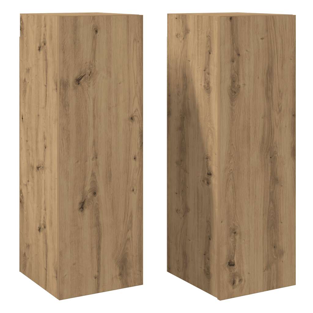 Tv-meubelen 2 st 30,5x30x90 cm bewerkt hout artisanaal eiken