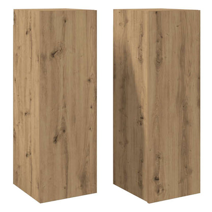 Tv-meubelen 2 st 30,5x30x90 cm bewerkt hout artisanaal eiken