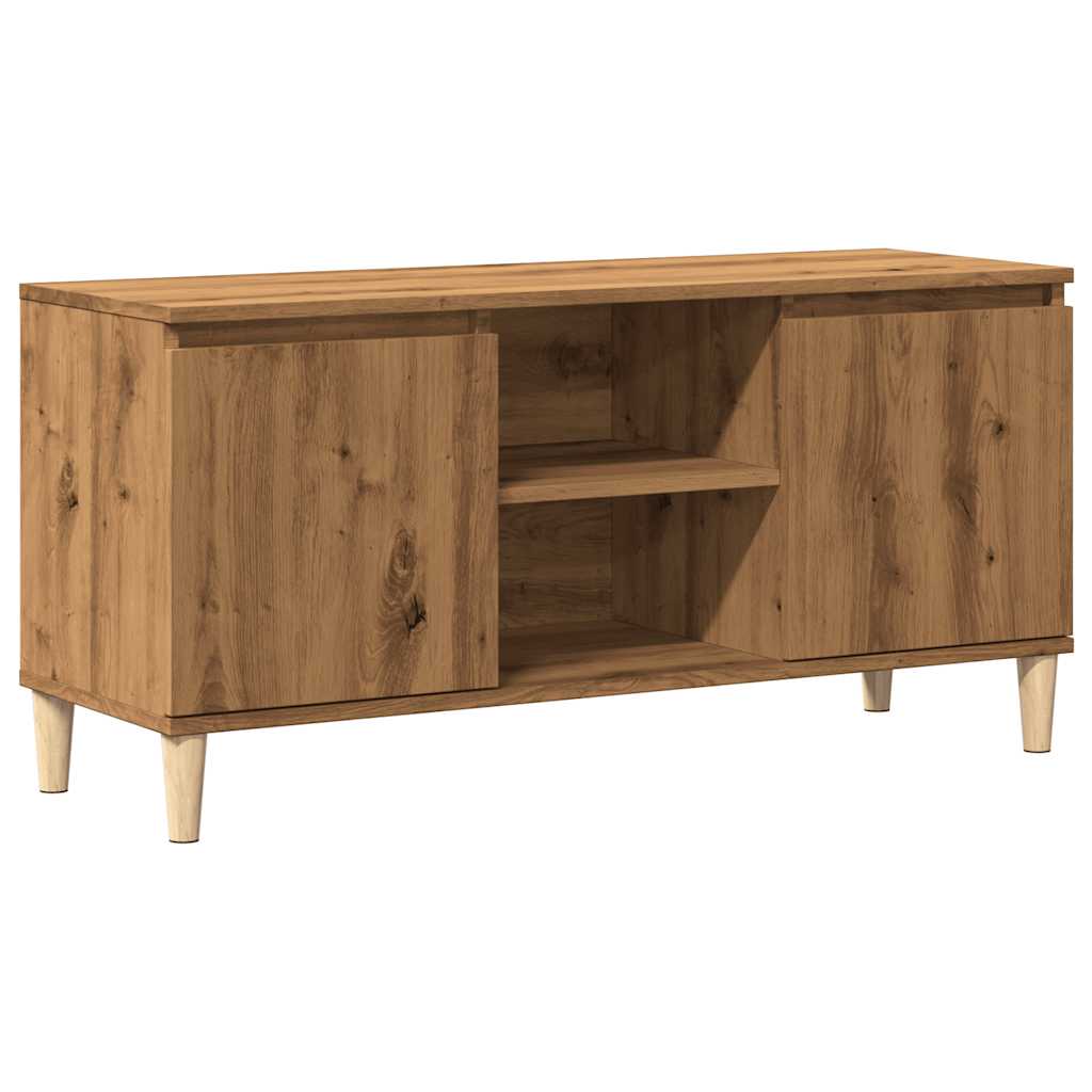 Tv-meubel 102x35x50 cm bewerkt hout artisanaal eikenkleur