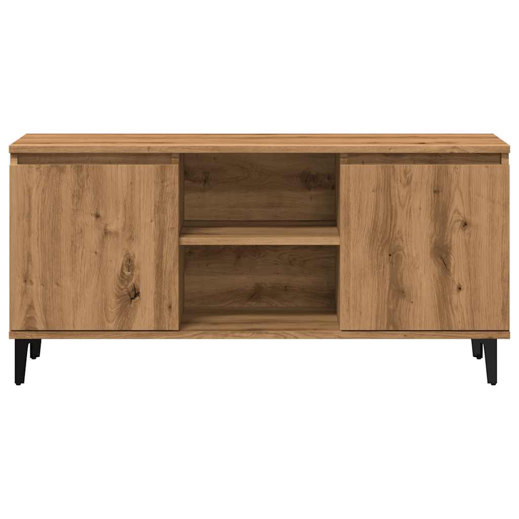 Tv-meubel 102x35x50 cm bewerkt hout artisanaal eikenkleur