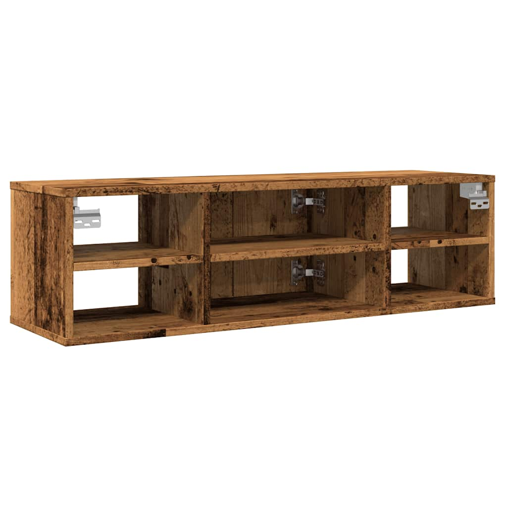 Wandkast 102x30x29 cm bewerkt hout oud houtkleurig