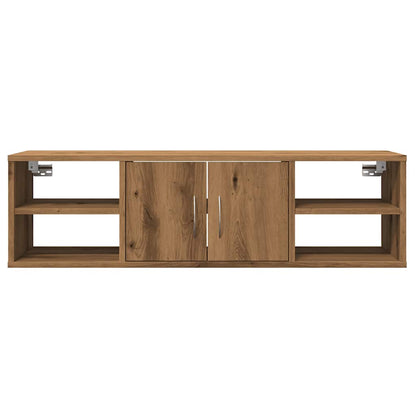 Wandkast 101x30x29 cm bewerkt hout artisanaal eikenkleurig