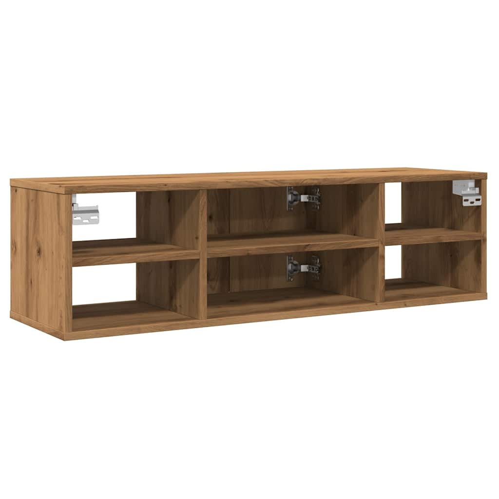 Wandkast 101x30x29 cm bewerkt hout artisanaal eikenkleurig