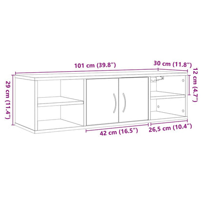 Wandkast 101x30x29 cm bewerkt hout artisanaal eikenkleurig