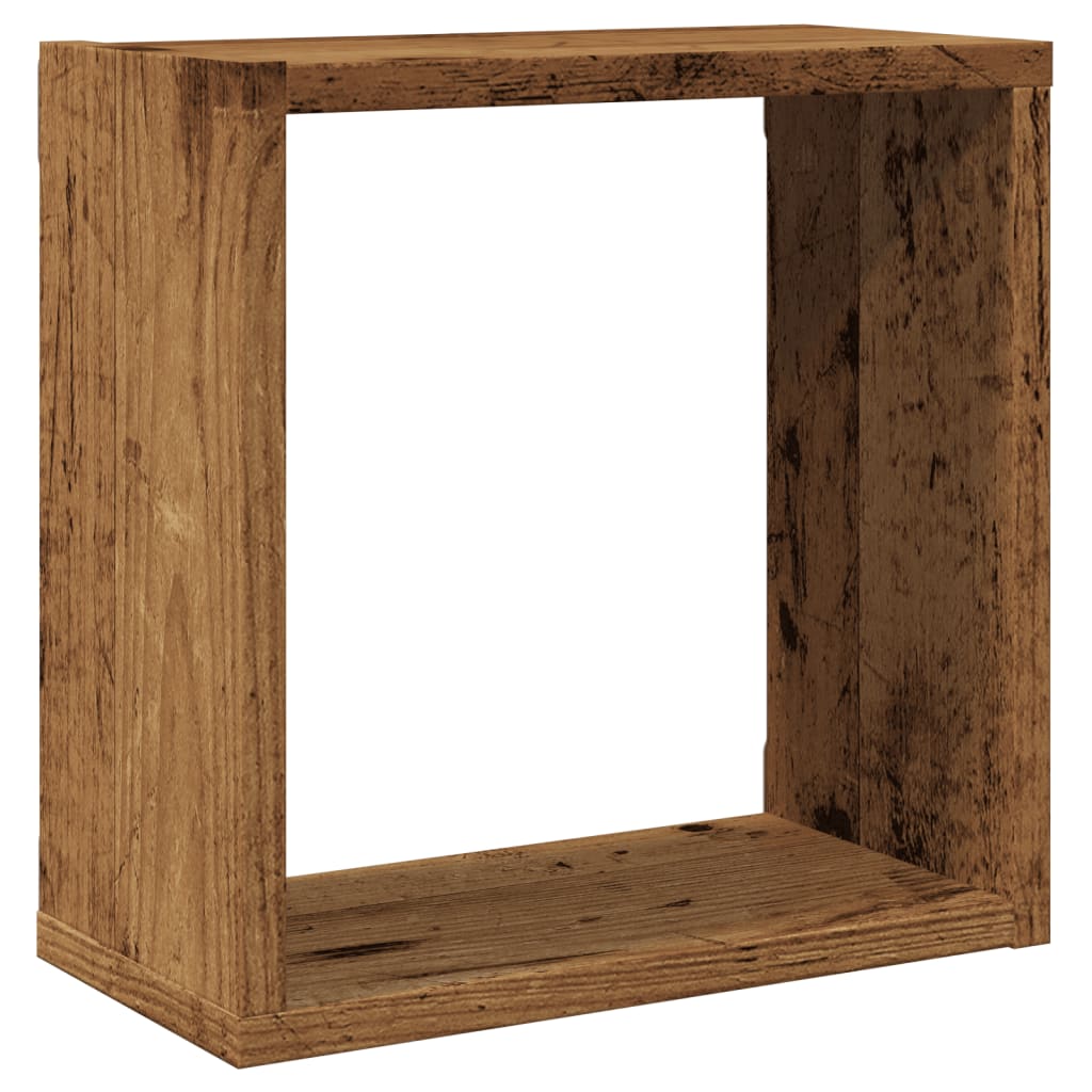 Wandschappen kubus 4 st 30x15x30cm bewerkt hout oud houtkleurig