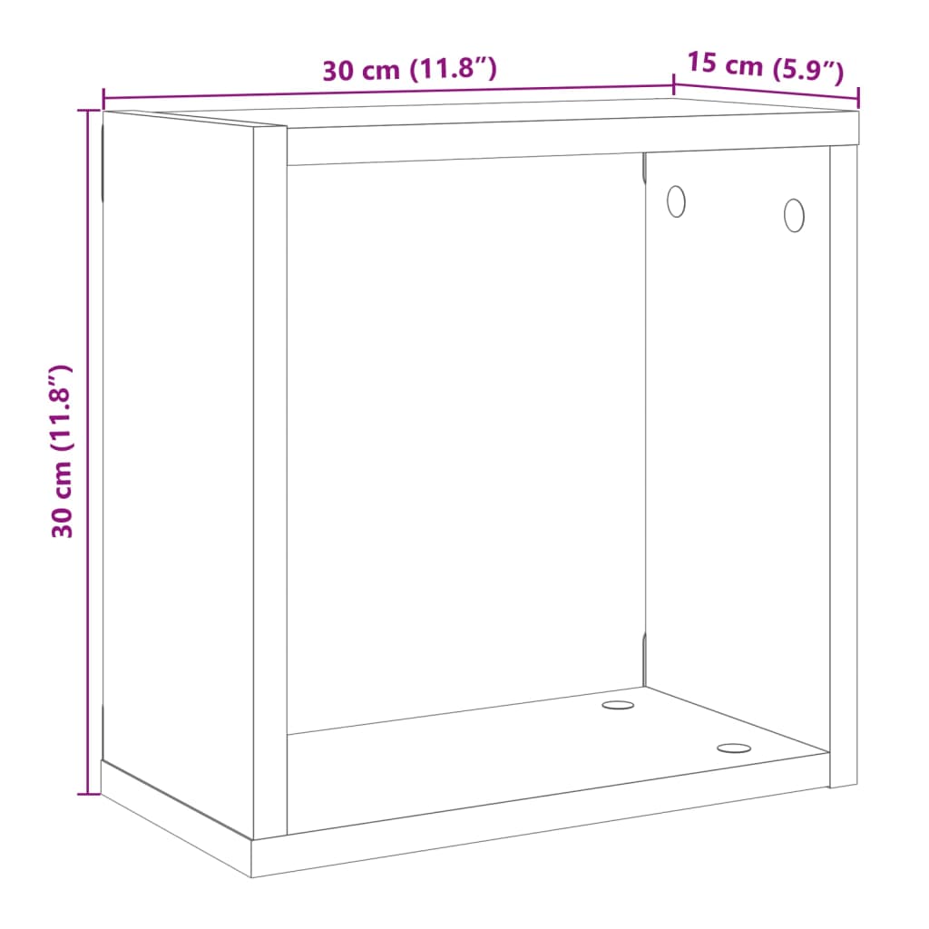 Wandschappen kubus 4 st 30x15x30cm bewerkt hout oud houtkleurig