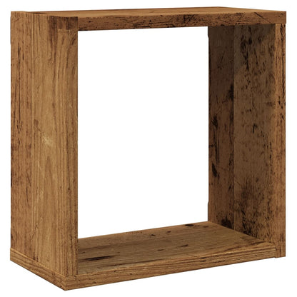 Wandschappen kubus 6 st 30x15x30cm bewerkt hout oud houtkleurig