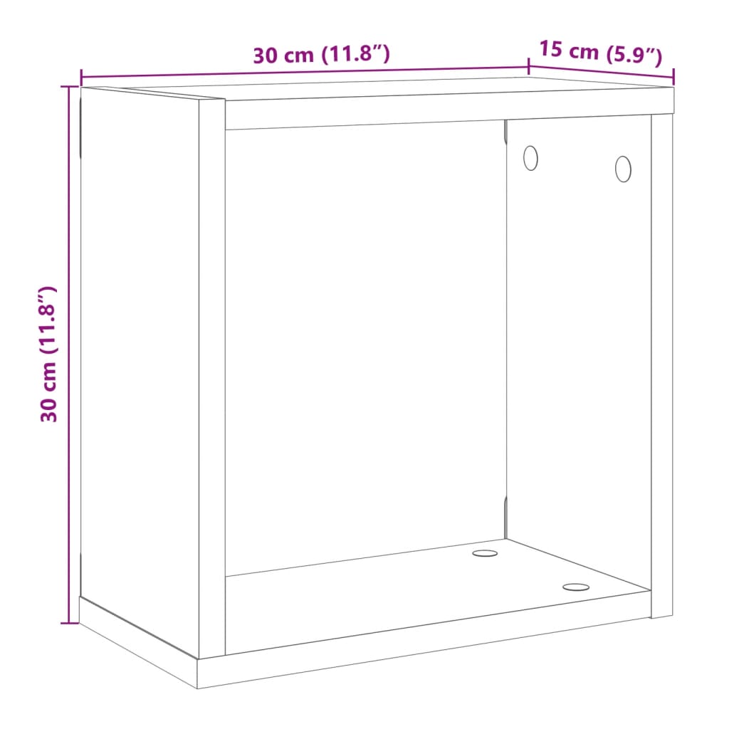 Wandschappen kubus 6 st 30x15x30cm bewerkt hout oud houtkleurig