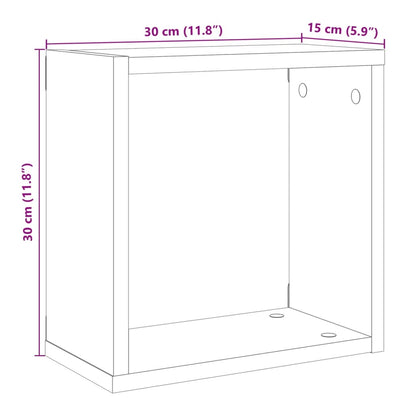 Wandschappen kubus 6 st 30x15x30cm bewerkt hout oud houtkleurig