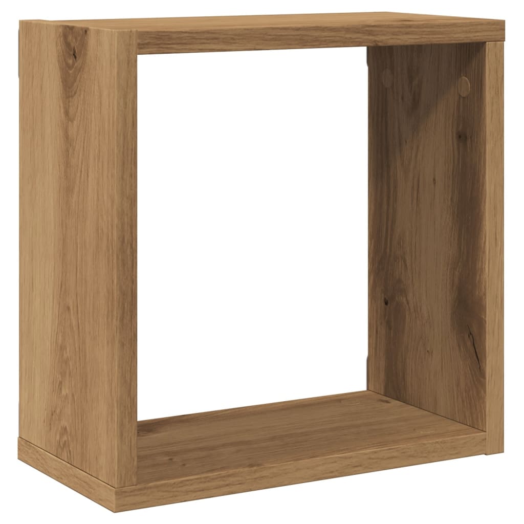 Wandschappen kubus 6st 30x15x30cm bewerkt hout artisanaal eiken