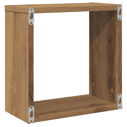 Wandschappen kubus 6st 30x15x30cm bewerkt hout artisanaal eiken