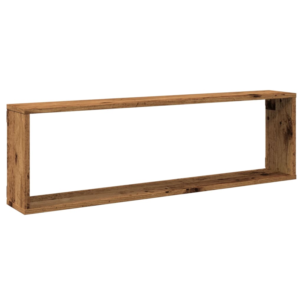 Wandschappen kubus 4 st 100x15x30 cm bewerkt hout oud hout