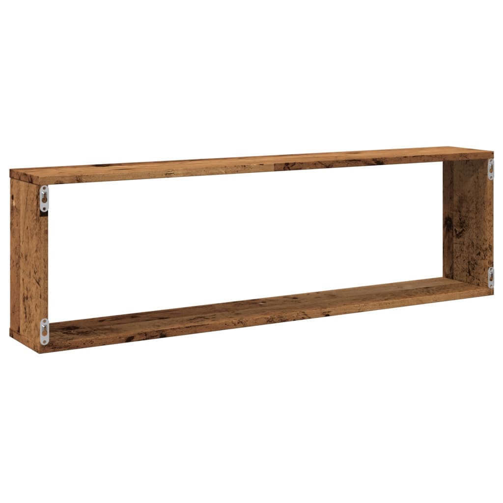 Wandschappen kubus 4 st 100x15x30 cm bewerkt hout oud hout