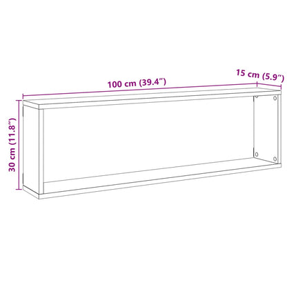 Wandschappen kubus 4 st 100x15x30 cm bewerkt hout oud hout