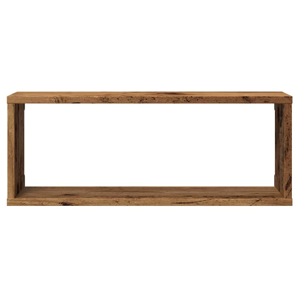 Wandschappen kubus 4 st 60x15x23 cm bewerkt hout oud houtkleur