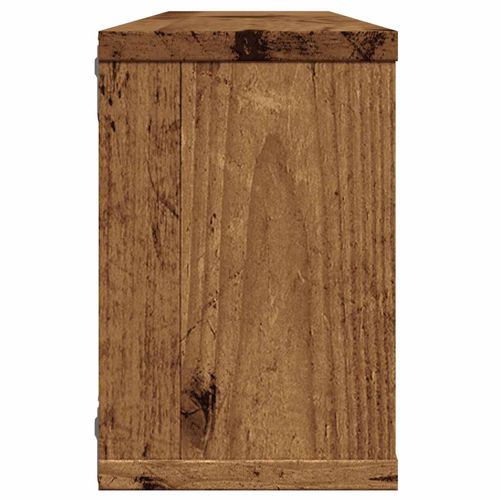 Wandschappen kubus 4 st 60x15x23 cm bewerkt hout oud houtkleur