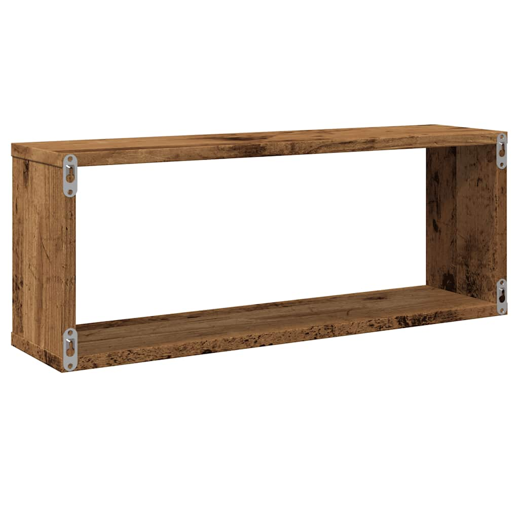 Wandschappen kubus 4 st 60x15x23 cm bewerkt hout oud houtkleur