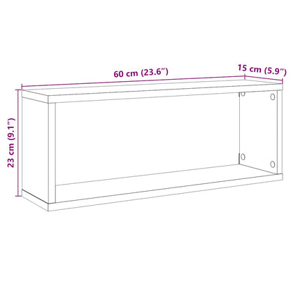 Wandschappen kubus 4 st 60x15x23 cm hout artisanaal eiken