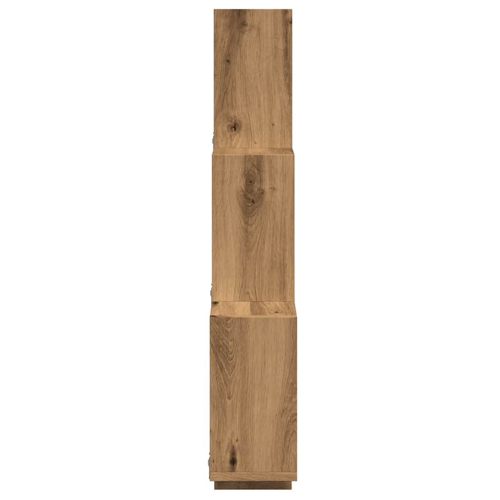 Wandschap kubus 78x15x93 cm bewerkt hout artisanaal eikenkleur