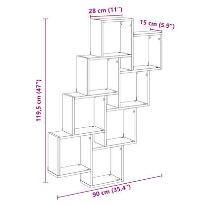 Wandschap kubus 90x15x119,5 cm bewerkt hout oud houtkleurig