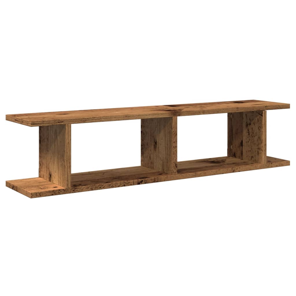 Wandschappen 2 st 90x18x20 cm bewerkt hout oud houtkleurig