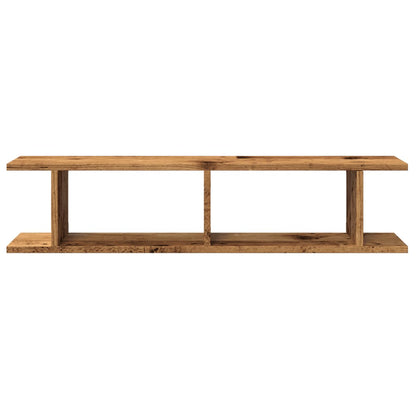 Wandschappen 2 st 90x18x20 cm bewerkt hout oud houtkleurig