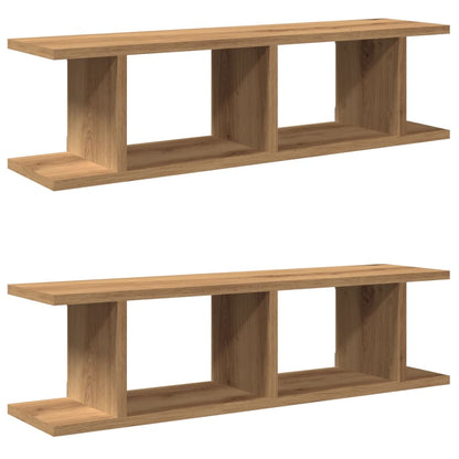 Wandschappen 2 st 90x18x20cm bewerkt hout artisanaal eikenkleur