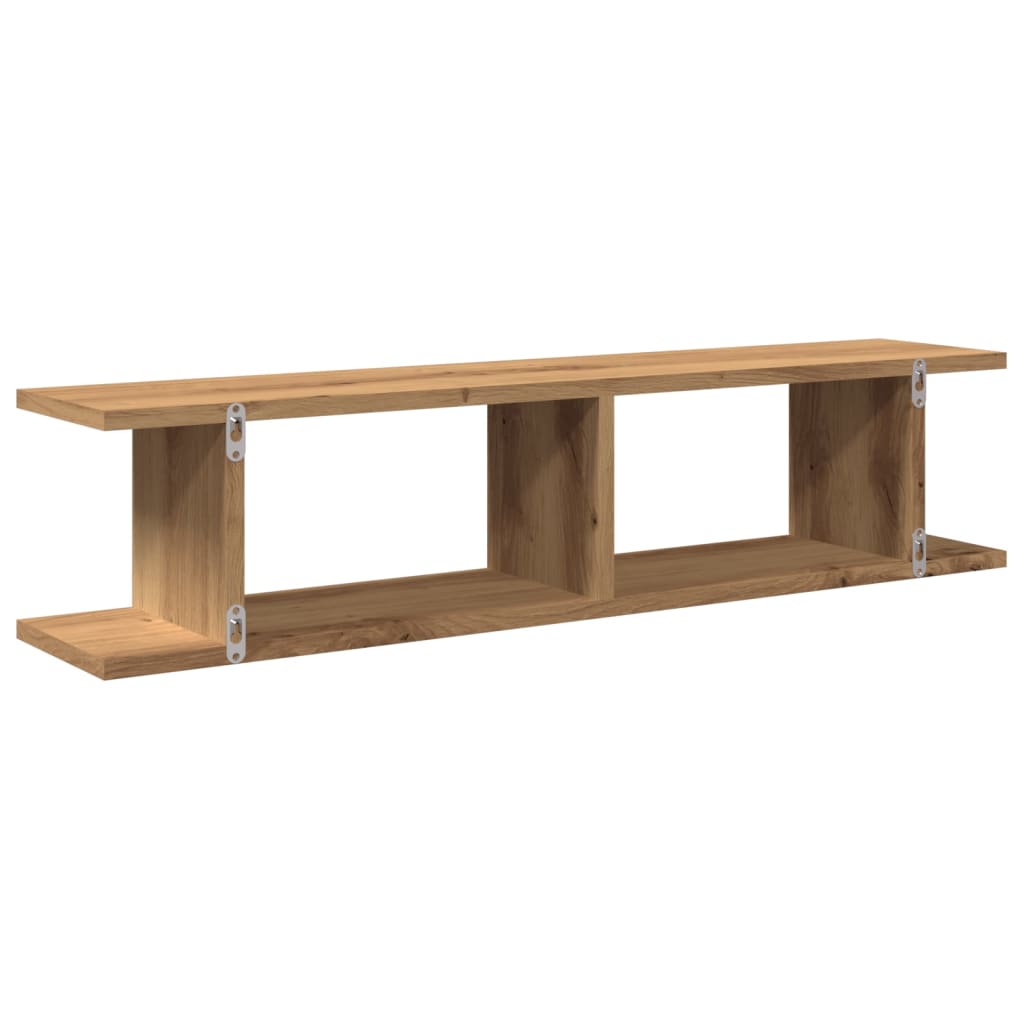 Wandschappen 2 st 90x18x20cm bewerkt hout artisanaal eikenkleur