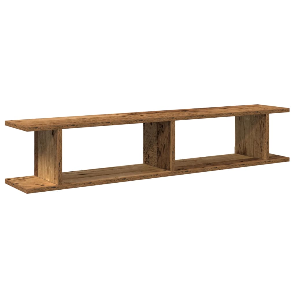 Wandschappen 2 st 105x18x20 cm bewerkt hout oud houtkleurig