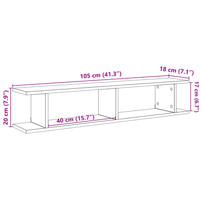 Wandschappen 2 st 105x18x20 cm bewerkt hout oud houtkleurig