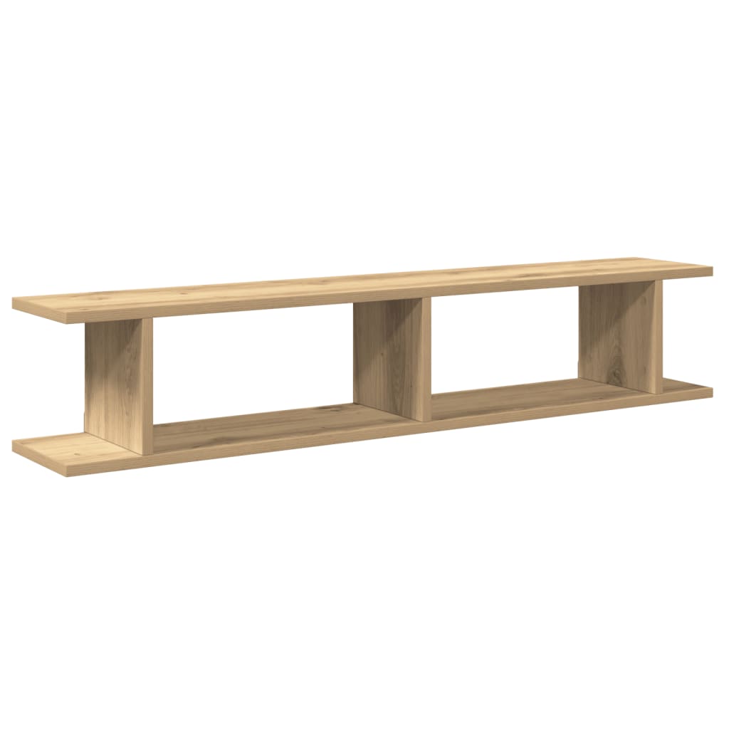 Wandschappen 2 st 105x18x20 cm bewerkt hout artisanaal eiken