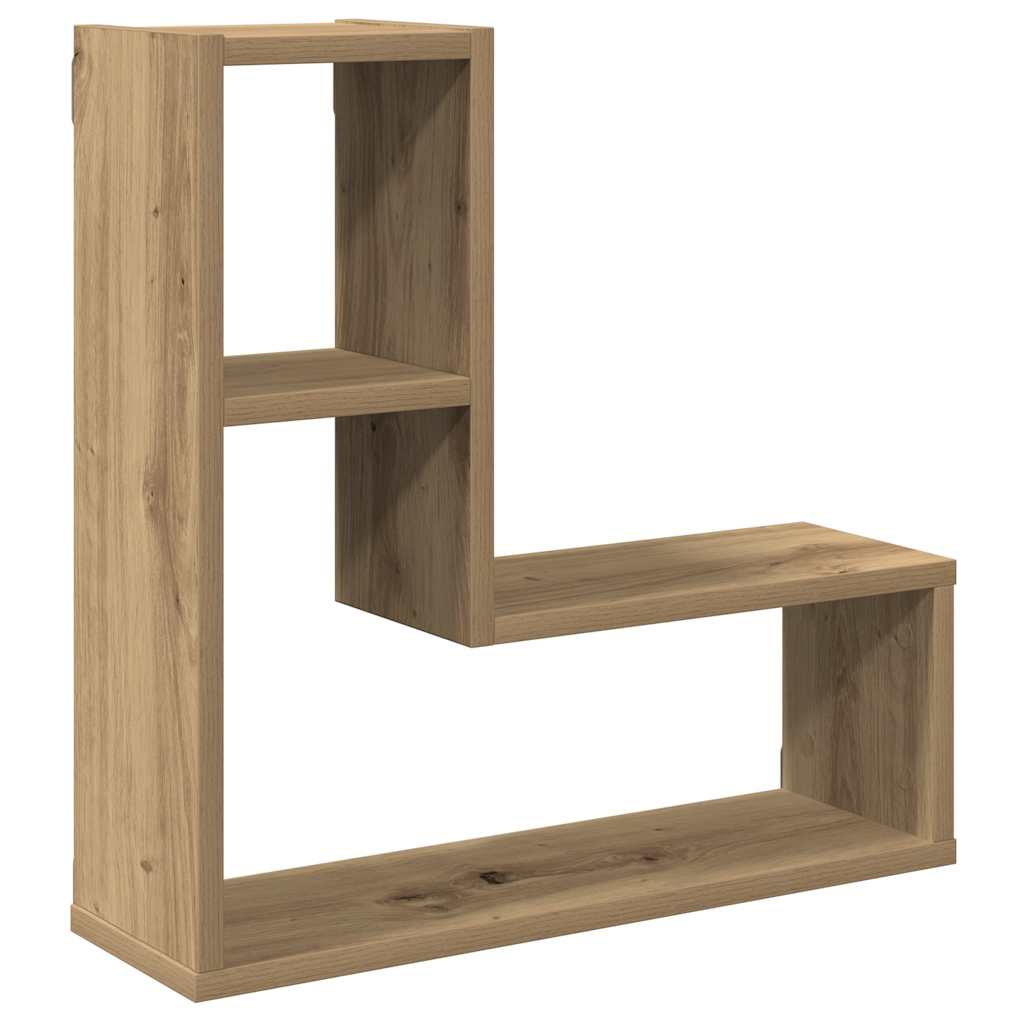 Wandschappen kubus 2 st 50x15x50 cm hout artisanaal eiken