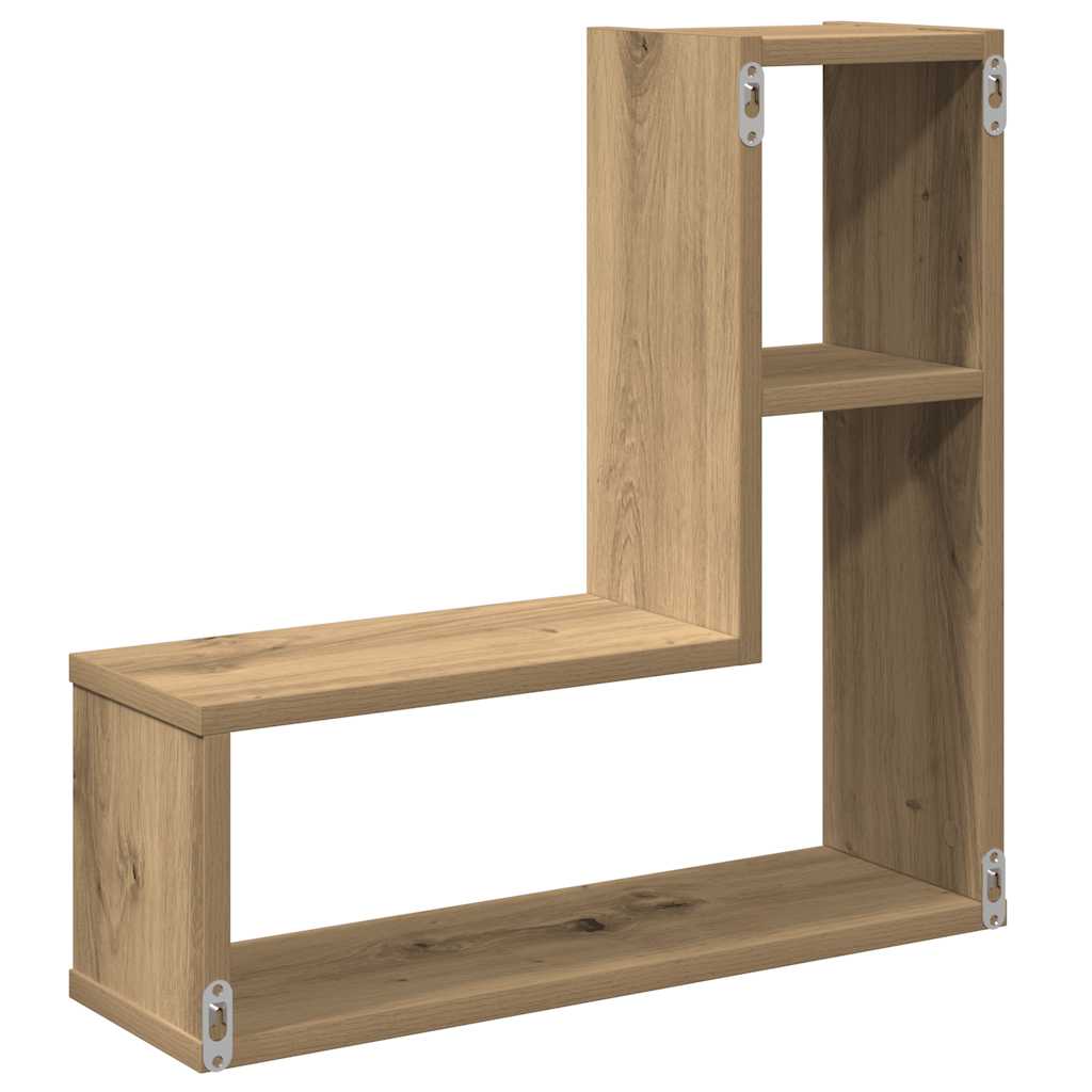 Wandschappen kubus 2 st 50x15x50 cm hout artisanaal eiken