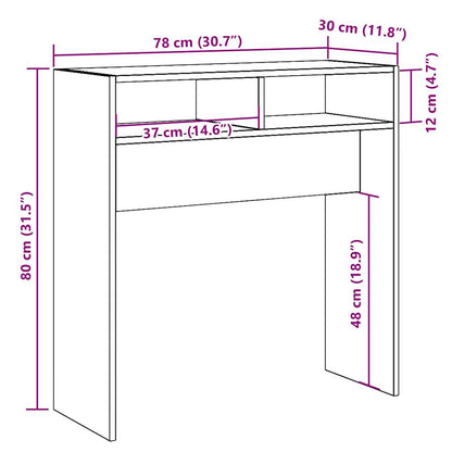 Wandtafel 78x30x80 cm bewerkt hout oud houtkleurig