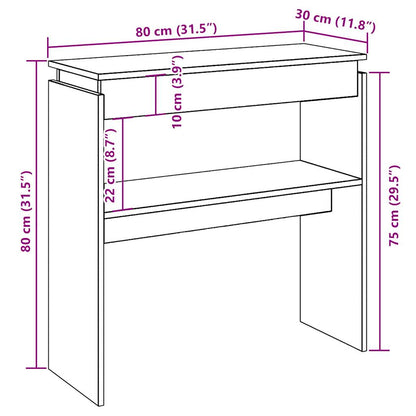 Wandtafel 80x30x80 cm bewerkt hout artisanaal eikenkleurig